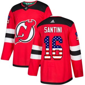 Herren New Jersey Devils Eishockey Trikot Steve Santini #16 Authentic Rot USA Flag Fashion